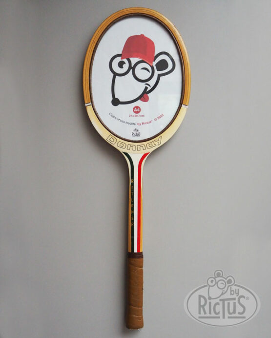 Raquette de tennis vintage Donnay Returner transformée en cadre photo