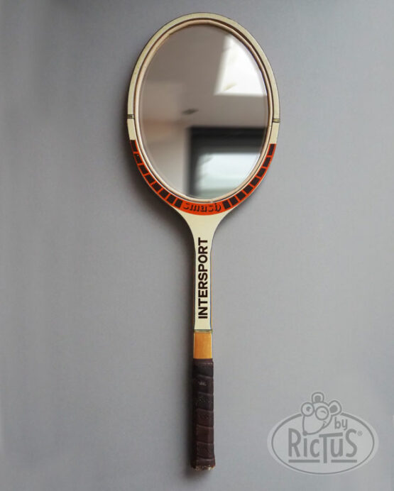 Raquette de tennis vintage Intersport détournée en miroir
